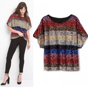 GAP Crazy Sequin Stripe Kimono Top Style 213282 Size XXS/XS $98 NWT Oversized